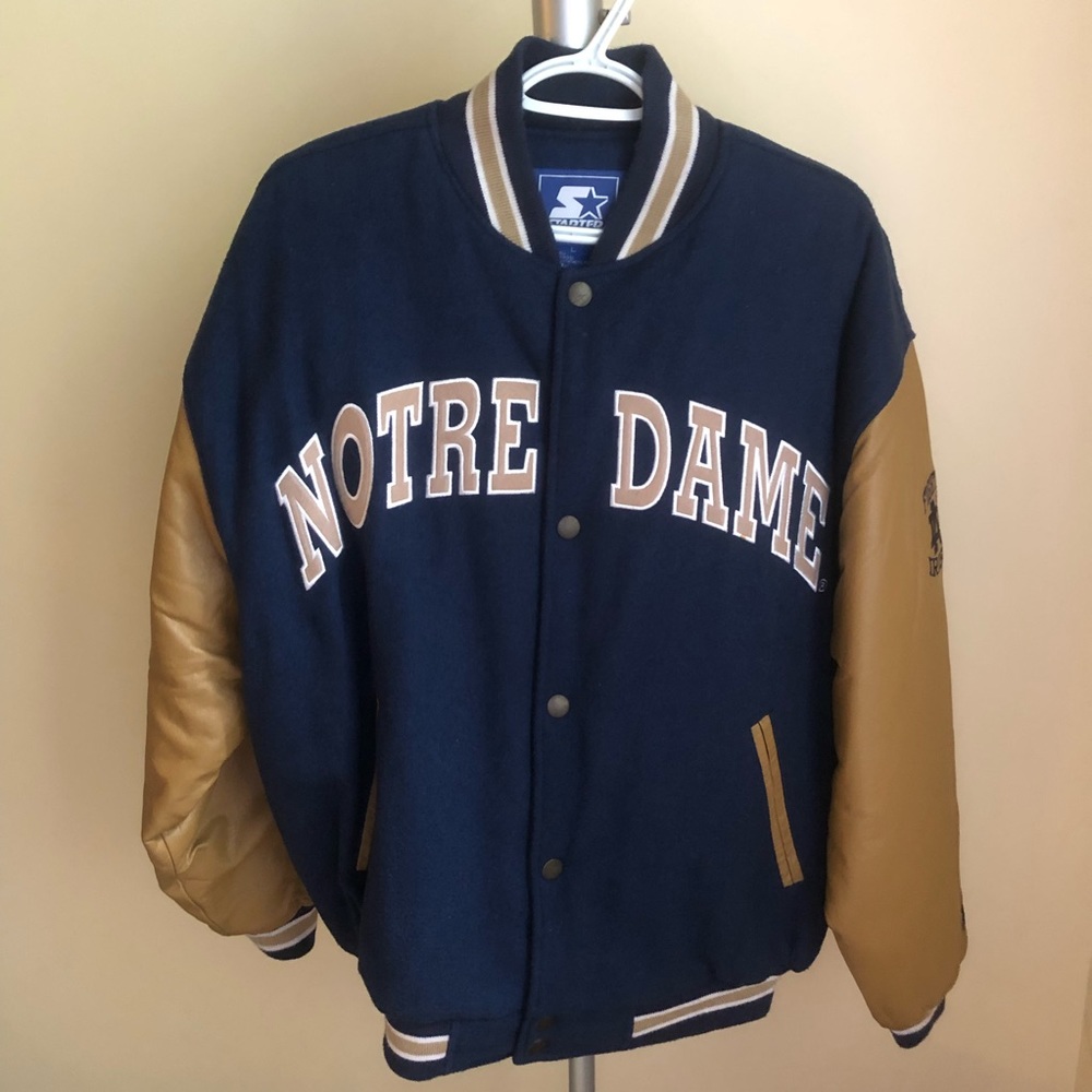 Vintage Notre Dame, Leather Wool Jacket SZ L